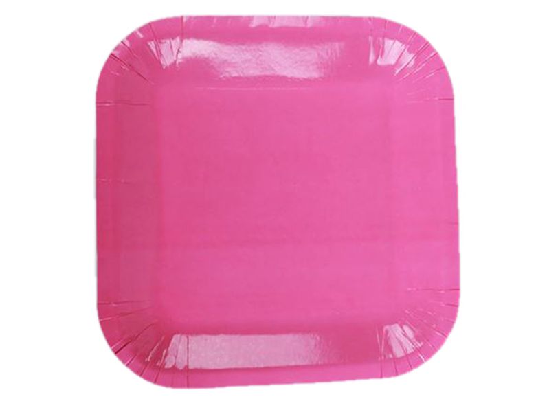 G4A - Square Paper Plate - Pink - Set of 20