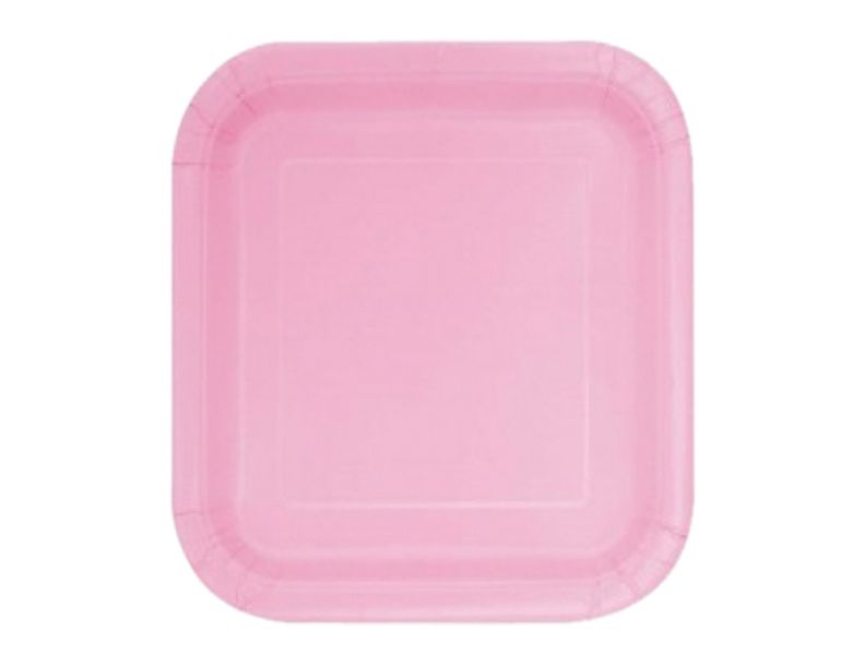 G4A - Square Paper Plate - Pink - Set of 60