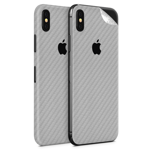 White Carbon Fibre Vinyl Skin for iPhone XS - Two Pack