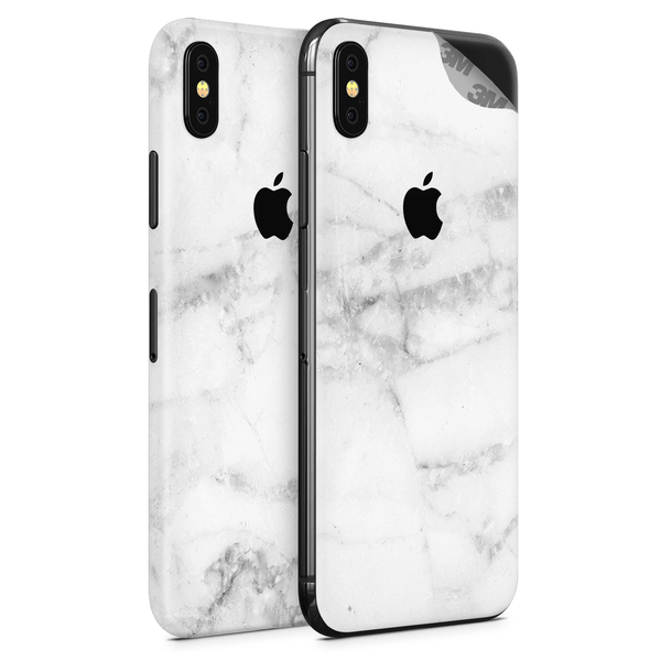 White Marble Vinyl Skin for iPhone XS - Two Pack